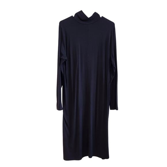 Eloquii Cowl Neck Asymmetrical Long Tunic Top Side Slit Navy Blue Size 18 - Picture 2 of 7